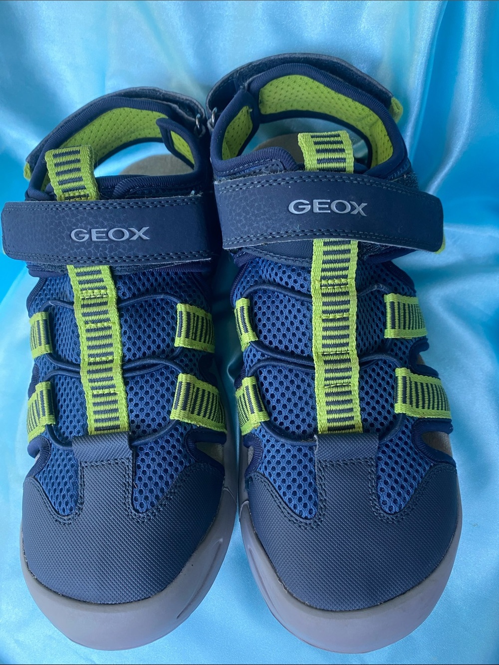 Geox Respira Navy and Lime Kids Sport Sandals